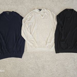 Men's V-Neck Sweater Set - Black, Cream, and Navy